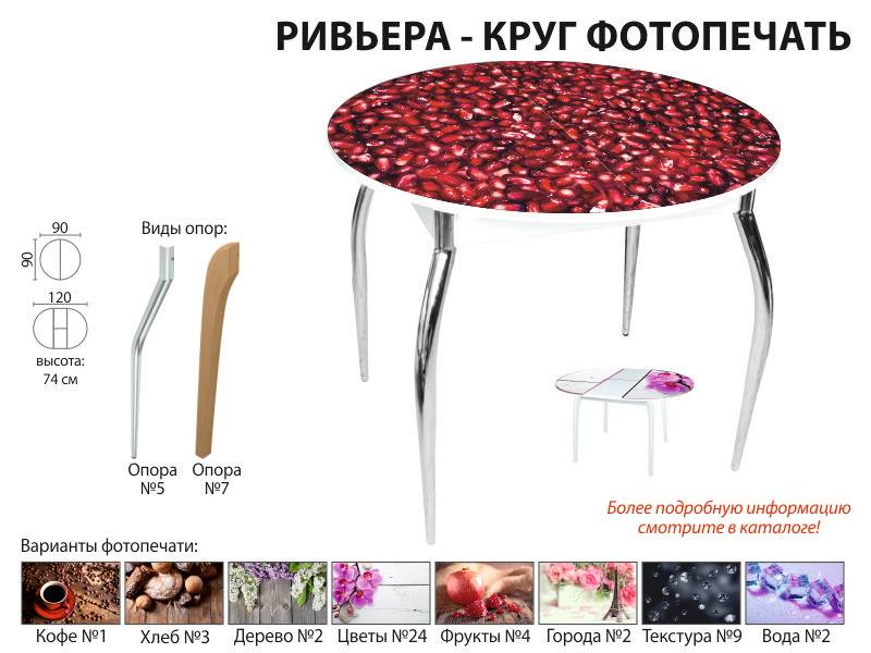 стол обеденный ривьера круг фотопечать в Старом Осколе