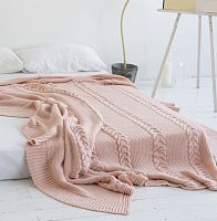 комплект плед с косами (180*220) и 2 наволочки (50*50) св. персик в Старом Осколе