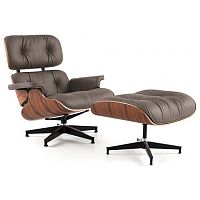 кресло eames style lounge chair кожа коричневое в Старом Осколе