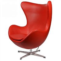 кресло arne jacobsen style egg chair кожа красное в Старом Осколе