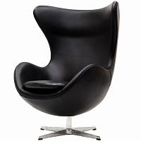 кресло с подлокотниками arne jacobsen style egg chair черное в Старом Осколе