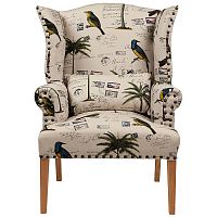 кресло мягкое с ушами quinn tufted armchair бежевое с рисунком в Старом Осколе